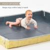 imageTaf Toys Foldable Soft Foam Baby Play Mat Waterproof Reversible Kids Play Mat for Floor Soft Foam Playmat Babies ampamp Toddlers Extra Large 591quot71quot DoubleSided Mat with FoldUp Sides  BlueBlue