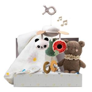 imageTaf Toys Baby Shower Gifts  Cotton Bamboo Swaddle Take Along Musical Mobile Bear snugle Toy ampamp Silicon Teether Ring Baby Gift Set New Welcome Baby Gift Newborn Baby Boy ampamp Girl Gifts