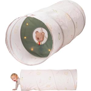 imageTaf Toys Play Light Tunnel Tent for Toddlers 13  Baby Tunnel with Plush Bear  Engage Senses ampamp Encourage Crawling  Twinkling Lights ampamp Dual Light Modes  Kids Toddler Tunnels Crawl Indoor ampamp Outdoor