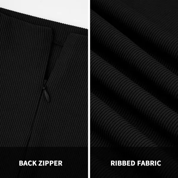 BTFBM Jumpsuits For Women Dressy Mock Neck Long Sleeve Ruched Ribbed Long Pants Rompers Casual Fall One Piece JumpsuitSolid Black
