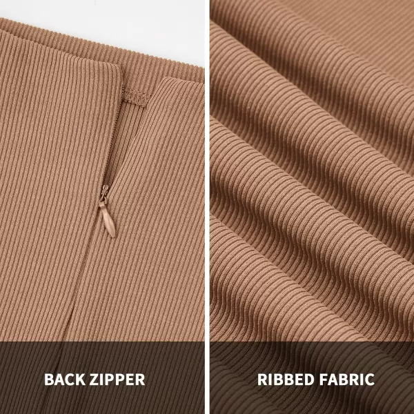 BTFBM Jumpsuits For Women Dressy Mock Neck Long Sleeve Ruched Ribbed Long Pants Rompers Casual Fall One Piece JumpsuitSolid Khaki