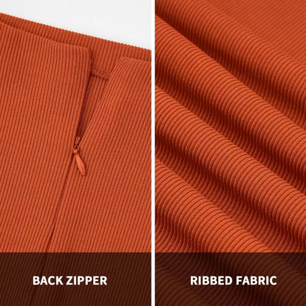 BTFBM Jumpsuits For Women Dressy Mock Neck Long Sleeve Ruched Ribbed Long Pants Rompers Casual Fall One Piece JumpsuitSolid Orange