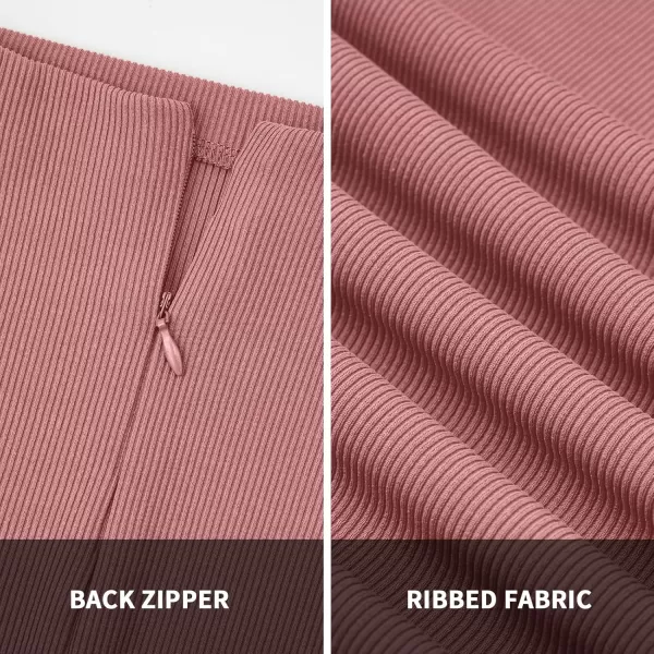 BTFBM Jumpsuits For Women Dressy Mock Neck Long Sleeve Ruched Ribbed Long Pants Rompers Casual Fall One Piece JumpsuitSolid Pink