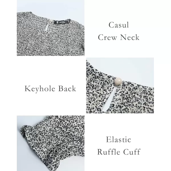 BTFBM Women Casual Summer Dresses 2024 Spring Crew Neck Ruffle Short Sleeve Floral Print Smocked Boho Flowy Maxi DressLeopard Apricot Grey