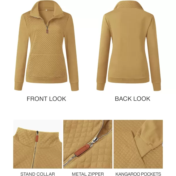 BTFBM Women Fashion Quilted Pattern Lightweight Zipper Long Sleeve Plain Casual Ladies Sweatshirts Pullovers Shirts TopsApricot