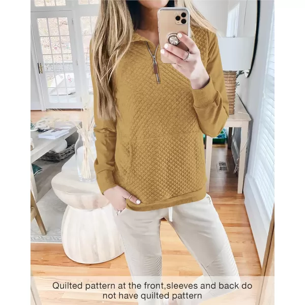 BTFBM Women Fashion Quilted Pattern Lightweight Zipper Long Sleeve Plain Casual Ladies Sweatshirts Pullovers Shirts TopsApricot