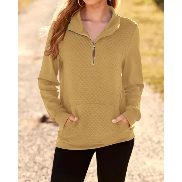 BTFBM Women Fashion Quilted Pattern Lightweight Zipper Long Sleeve Plain Casual Ladies Sweatshirts Pullovers Shirts TopsApricot