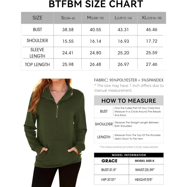 BTFBM Women Fashion Quilted Pattern Lightweight Zipper Long Sleeve Plain Casual Ladies Sweatshirts Pullovers Shirts TopsArmy Green