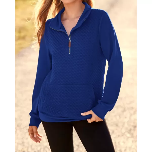 BTFBM Women Fashion Quilted Pattern Lightweight Zipper Long Sleeve Plain Casual Ladies Sweatshirts Pullovers Shirts TopsBlue