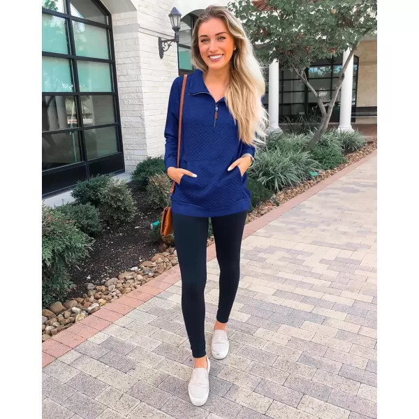 BTFBM Women Fashion Quilted Pattern Lightweight Zipper Long Sleeve Plain Casual Ladies Sweatshirts Pullovers Shirts TopsBlue