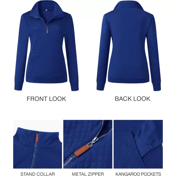 BTFBM Women Fashion Quilted Pattern Lightweight Zipper Long Sleeve Plain Casual Ladies Sweatshirts Pullovers Shirts TopsBlue