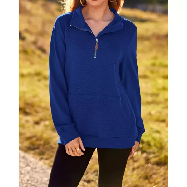 BTFBM Women Fashion Quilted Pattern Lightweight Zipper Long Sleeve Plain Casual Ladies Sweatshirts Pullovers Shirts TopsBlue