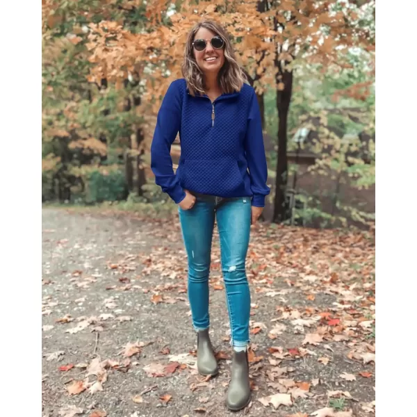 BTFBM Women Fashion Quilted Pattern Lightweight Zipper Long Sleeve Plain Casual Ladies Sweatshirts Pullovers Shirts TopsBlue