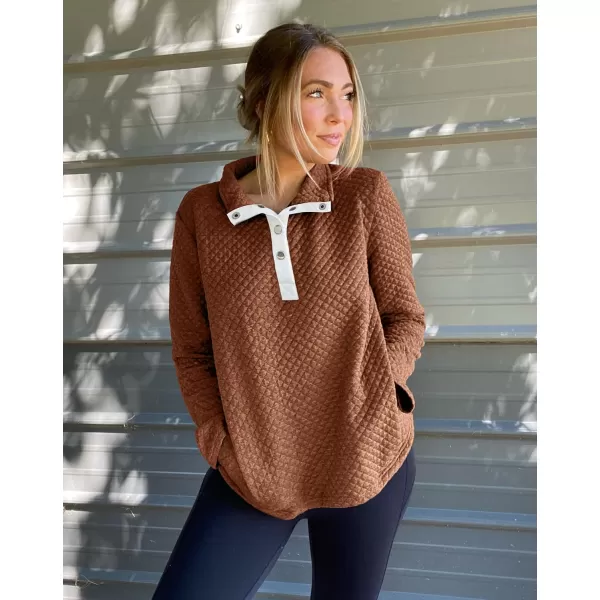 BTFBM Women Fashion Quilted Pattern Lightweight Zipper Long Sleeve Plain Casual Ladies Sweatshirts Pullovers Shirts TopsButtons Khaki