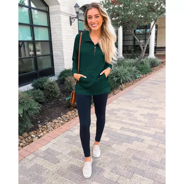 BTFBM Women Fashion Quilted Pattern Lightweight Zipper Long Sleeve Plain Casual Ladies Sweatshirts Pullovers Shirts TopsDark Green