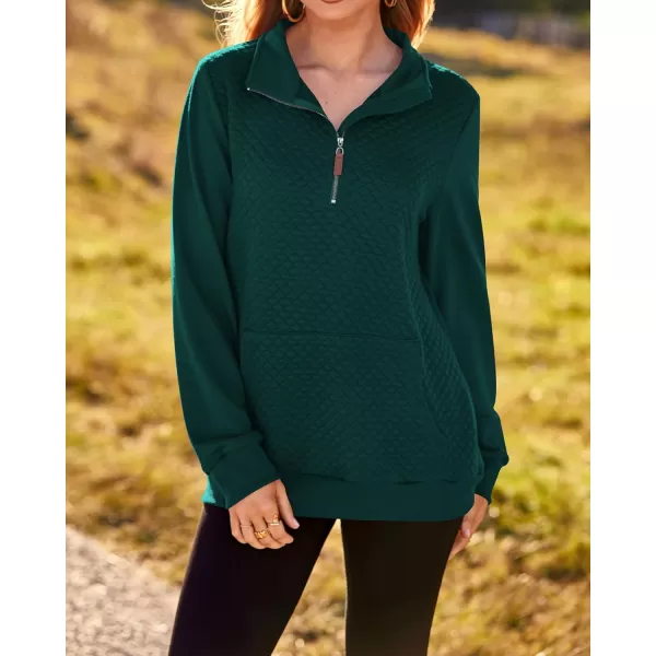 BTFBM Women Fashion Quilted Pattern Lightweight Zipper Long Sleeve Plain Casual Ladies Sweatshirts Pullovers Shirts TopsDark Green