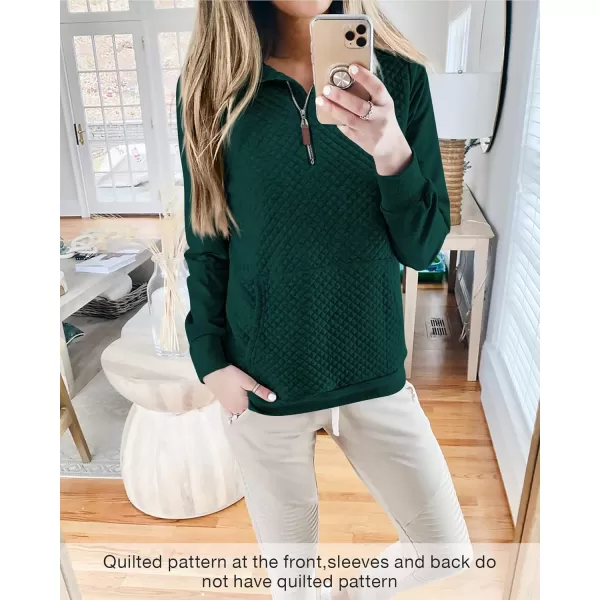 BTFBM Women Fashion Quilted Pattern Lightweight Zipper Long Sleeve Plain Casual Ladies Sweatshirts Pullovers Shirts TopsDark Green