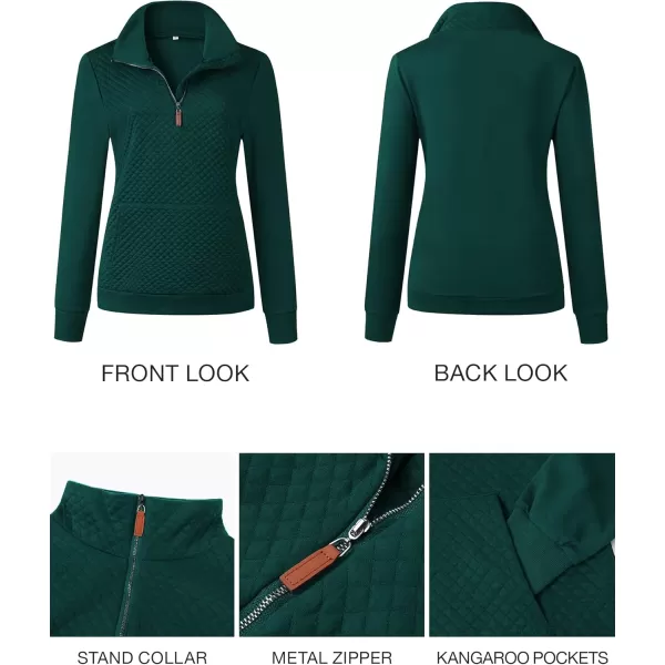 BTFBM Women Fashion Quilted Pattern Lightweight Zipper Long Sleeve Plain Casual Ladies Sweatshirts Pullovers Shirts TopsDark Green