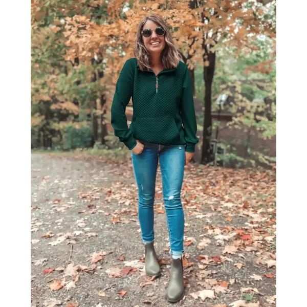 BTFBM Women Fashion Quilted Pattern Lightweight Zipper Long Sleeve Plain Casual Ladies Sweatshirts Pullovers Shirts TopsDark Green