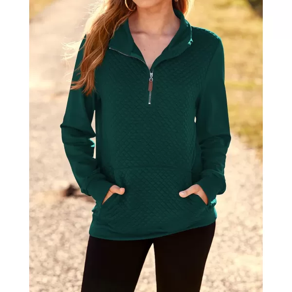 BTFBM Women Fashion Quilted Pattern Lightweight Zipper Long Sleeve Plain Casual Ladies Sweatshirts Pullovers Shirts TopsDark Green