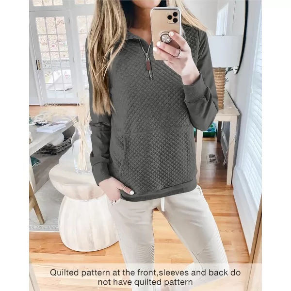 BTFBM Women Fashion Quilted Pattern Lightweight Zipper Long Sleeve Plain Casual Ladies Sweatshirts Pullovers Shirts TopsDark Grey