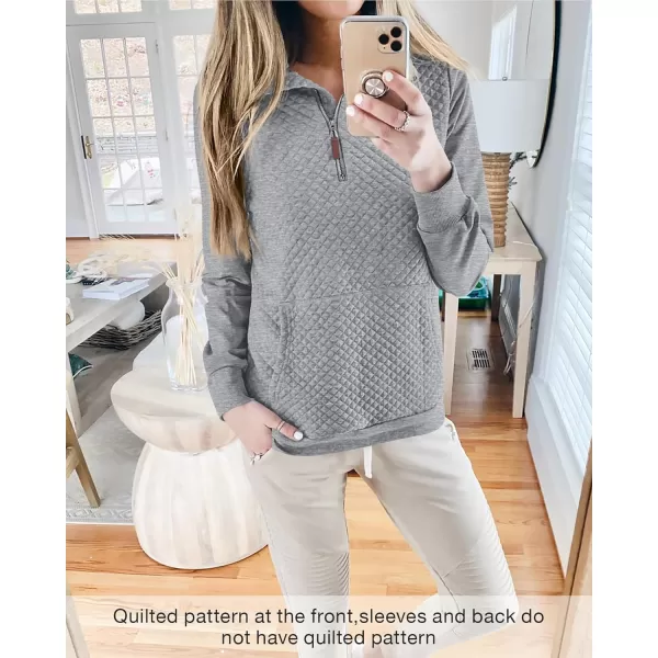 BTFBM Women Fashion Quilted Pattern Lightweight Zipper Long Sleeve Plain Casual Ladies Sweatshirts Pullovers Shirts TopsLight Grey