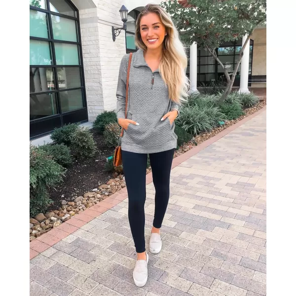 BTFBM Women Fashion Quilted Pattern Lightweight Zipper Long Sleeve Plain Casual Ladies Sweatshirts Pullovers Shirts TopsLight Grey