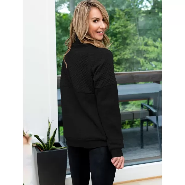 BTFBM Women Fashion Quilted Pattern Lightweight Zipper Long Sleeve Plain Casual Ladies Sweatshirts Pullovers Shirts TopsOblique Black