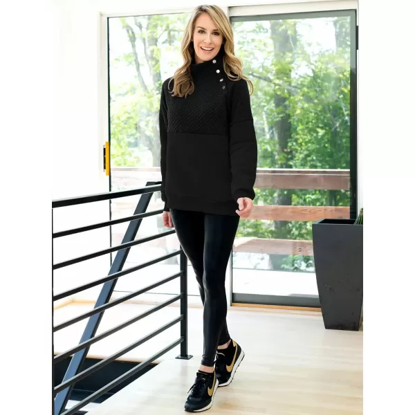 BTFBM Women Fashion Quilted Pattern Lightweight Zipper Long Sleeve Plain Casual Ladies Sweatshirts Pullovers Shirts TopsOblique Black