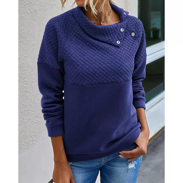 BTFBM Women Fashion Quilted Pattern Lightweight Zipper Long Sleeve Plain Casual Ladies Sweatshirts Pullovers Shirts TopsOblique Blue
