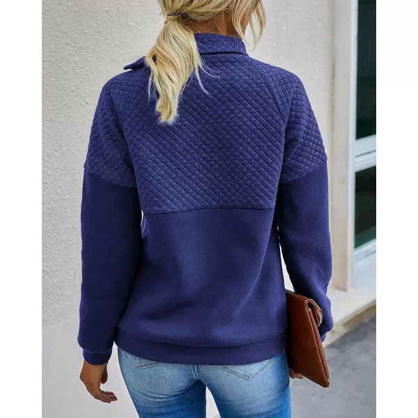 BTFBM Women Fashion Quilted Pattern Lightweight Zipper Long Sleeve Plain Casual Ladies Sweatshirts Pullovers Shirts TopsOblique Blue