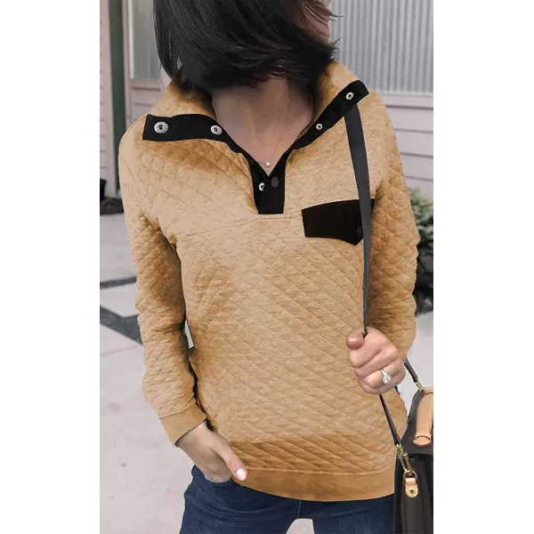 BTFBM Women Fashion Quilted Pattern Lightweight Zipper Long Sleeve Plain Casual Ladies Sweatshirts Pullovers Shirts TopsPure Apricot