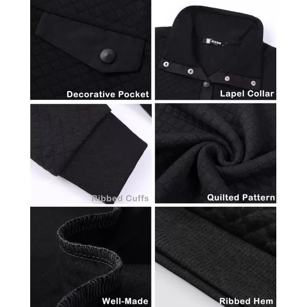 BTFBM Women Fashion Quilted Pattern Lightweight Zipper Long Sleeve Plain Casual Ladies Sweatshirts Pullovers Shirts TopsPure Black