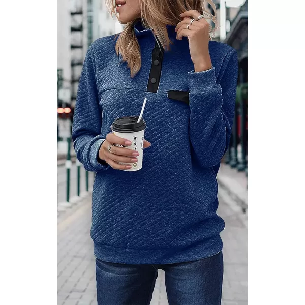 BTFBM Women Fashion Quilted Pattern Lightweight Zipper Long Sleeve Plain Casual Ladies Sweatshirts Pullovers Shirts TopsPure Bright Blue
