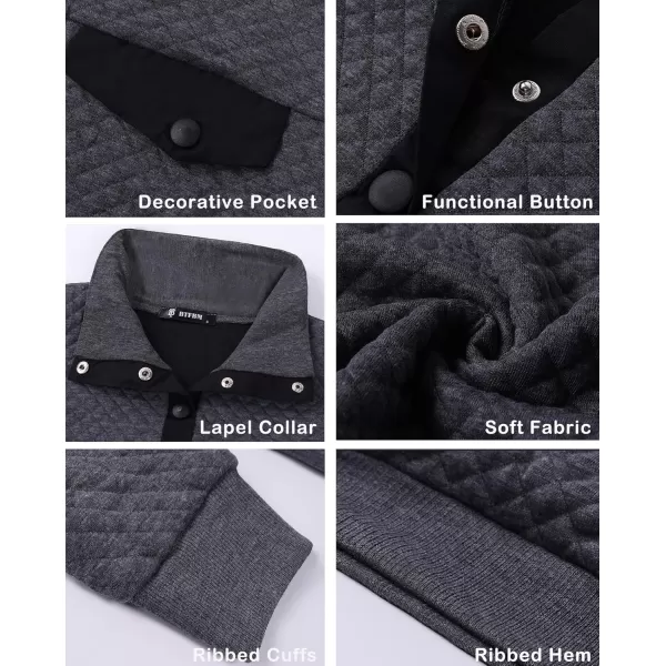 BTFBM Women Fashion Quilted Pattern Lightweight Zipper Long Sleeve Plain Casual Ladies Sweatshirts Pullovers Shirts TopsPure Dark Grey