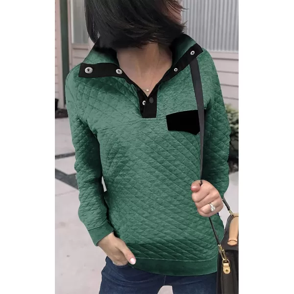 BTFBM Women Fashion Quilted Pattern Lightweight Zipper Long Sleeve Plain Casual Ladies Sweatshirts Pullovers Shirts TopsPure Green