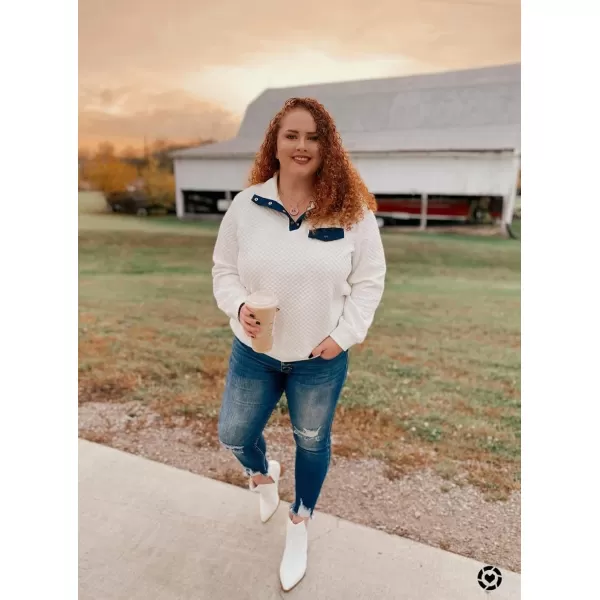 BTFBM Women Fashion Quilted Pattern Lightweight Zipper Long Sleeve Plain Casual Ladies Sweatshirts Pullovers Shirts TopsPure White