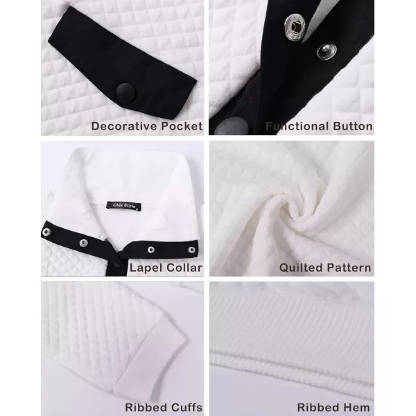 BTFBM Women Fashion Quilted Pattern Lightweight Zipper Long Sleeve Plain Casual Ladies Sweatshirts Pullovers Shirts TopsPure White