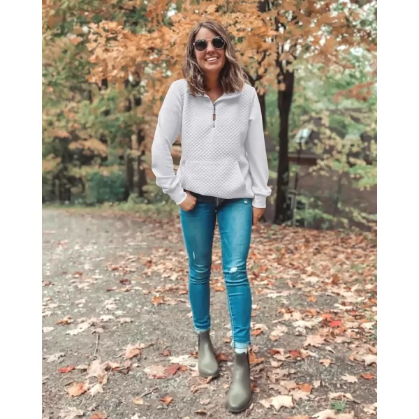 BTFBM Women Fashion Quilted Pattern Lightweight Zipper Long Sleeve Plain Casual Ladies Sweatshirts Pullovers Shirts TopsWhite
