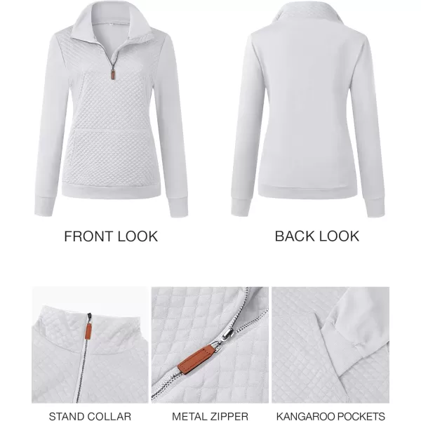 BTFBM Women Fashion Quilted Pattern Lightweight Zipper Long Sleeve Plain Casual Ladies Sweatshirts Pullovers Shirts TopsWhite