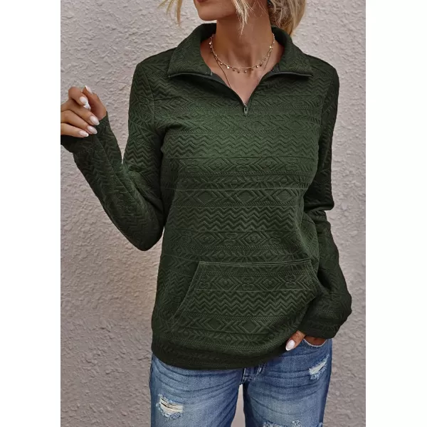 BTFBM Women Fashion Quilted Pattern Lightweight Zipper Long Sleeve Plain Casual Ladies Sweatshirts Pullovers Shirts TopsWhite and Army Green