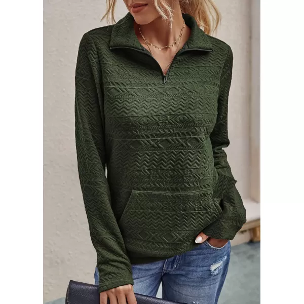 BTFBM Women Fashion Quilted Pattern Lightweight Zipper Long Sleeve Plain Casual Ladies Sweatshirts Pullovers Shirts TopsWhite and Army Green