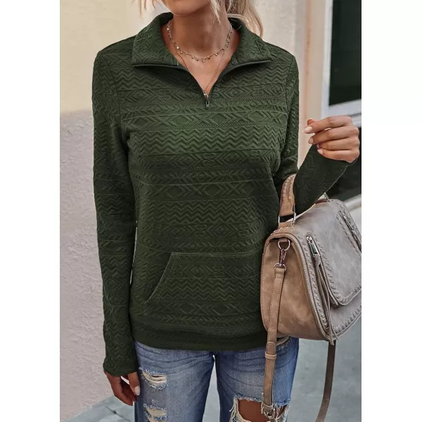 BTFBM Women Fashion Quilted Pattern Lightweight Zipper Long Sleeve Plain Casual Ladies Sweatshirts Pullovers Shirts TopsWhite and Army Green