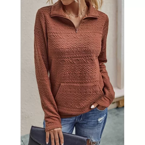 BTFBM Women Fashion Quilted Pattern Lightweight Zipper Long Sleeve Plain Casual Ladies Sweatshirts Pullovers Shirts TopsWhite and Brick Red
