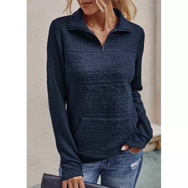 BTFBM Women Fashion Quilted Pattern Lightweight Zipper Long Sleeve Plain Casual Ladies Sweatshirts Pullovers Shirts TopsWhite and Navy
