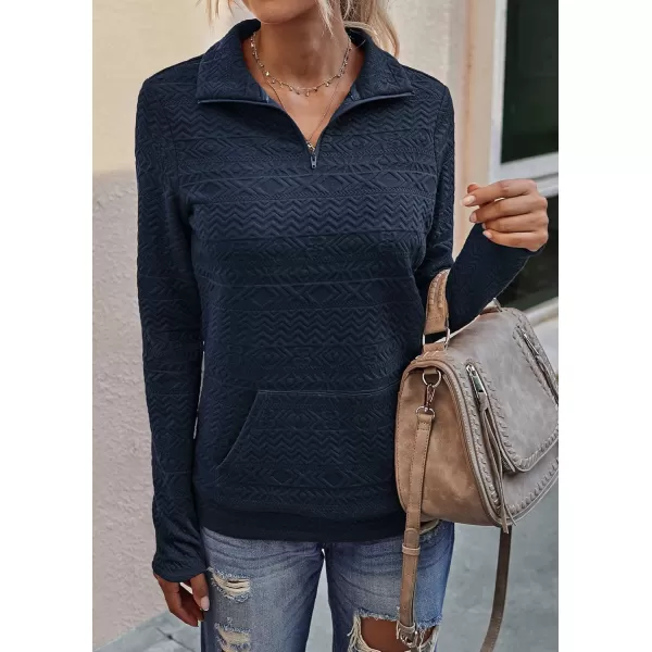BTFBM Women Fashion Quilted Pattern Lightweight Zipper Long Sleeve Plain Casual Ladies Sweatshirts Pullovers Shirts TopsWhite and Navy