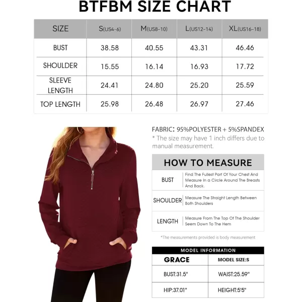 BTFBM Women Fashion Quilted Pattern Lightweight Zipper Long Sleeve Plain Casual Ladies Sweatshirts Pullovers Shirts TopsWine Red
