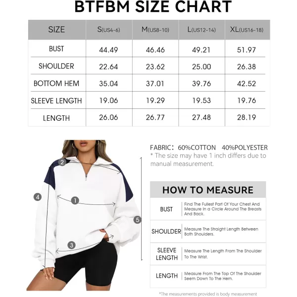 BTFBM Women Oversized Sweatshirt 2024 Fall Winter 14 Zip Long Sleeve Activewear Color Block Casual Y2k Pullover TopsBeige White
