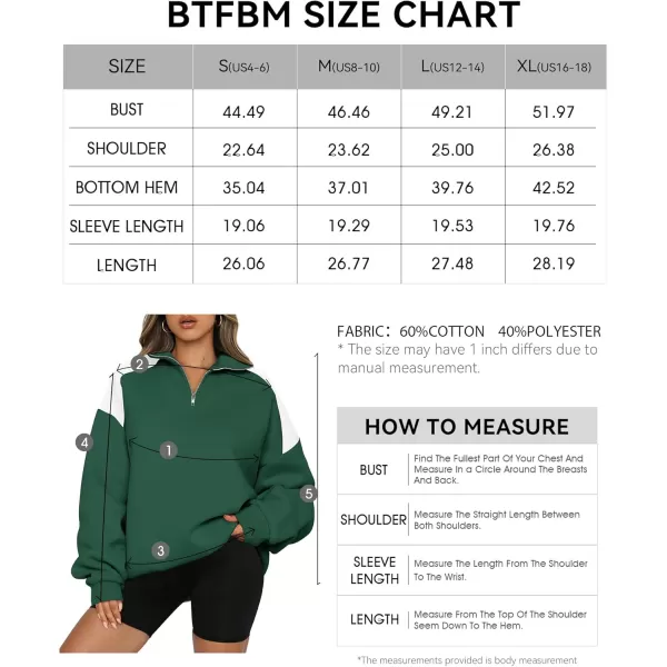 BTFBM Women Oversized Sweatshirt 2024 Fall Winter 14 Zip Long Sleeve Activewear Color Block Casual Y2k Pullover TopsDark Green