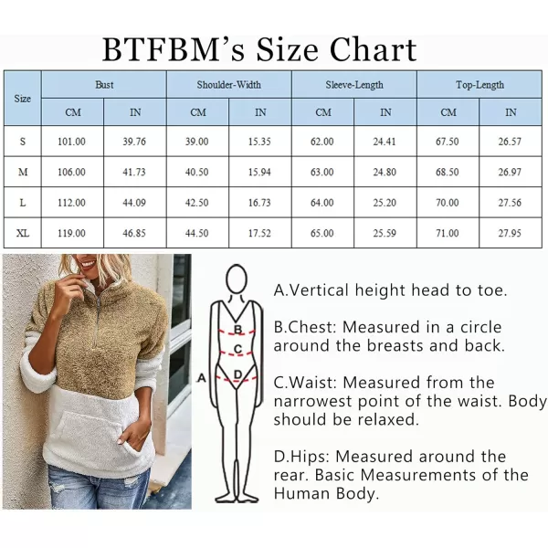 BTFBM Women Sherpa Pullover Quarter Zip Long Sleeve Fluffy Soft Fleece Jackets Sweaters Sweatshirts Hoodies Outwear CoatBrown